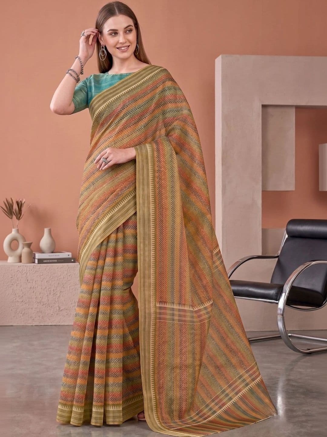 BORAD FASHION Designer Chanderi Saree thumbnail 3