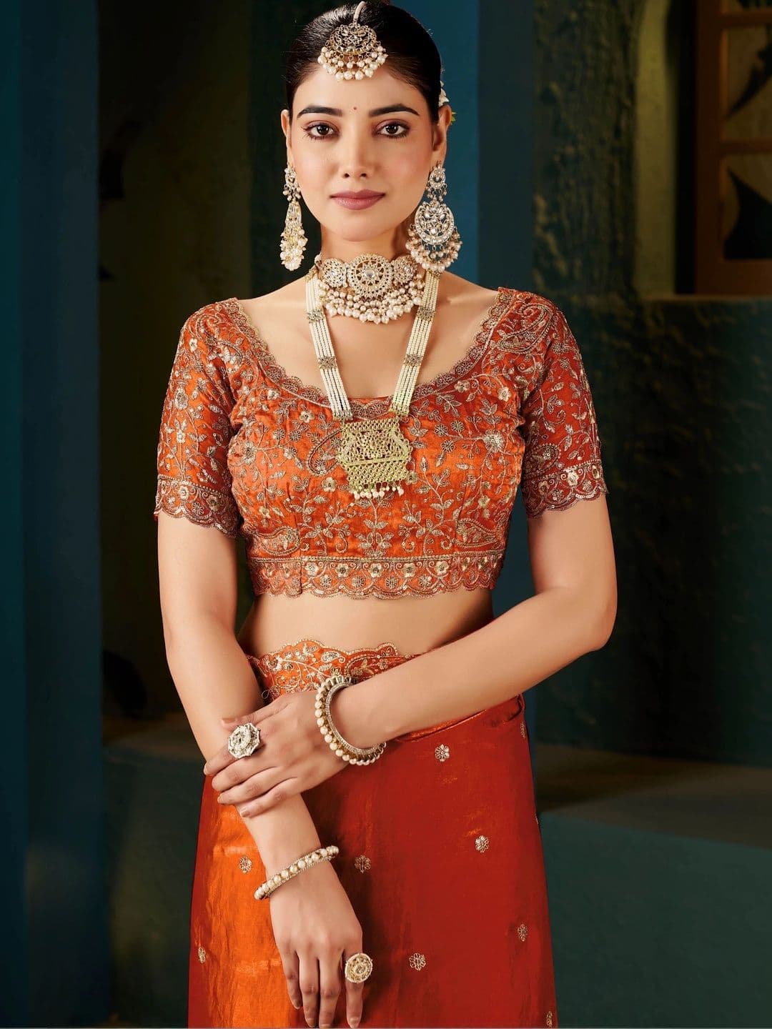 KALINI Embroidered Silk Blend Heavy Work Saree thumbnail 3