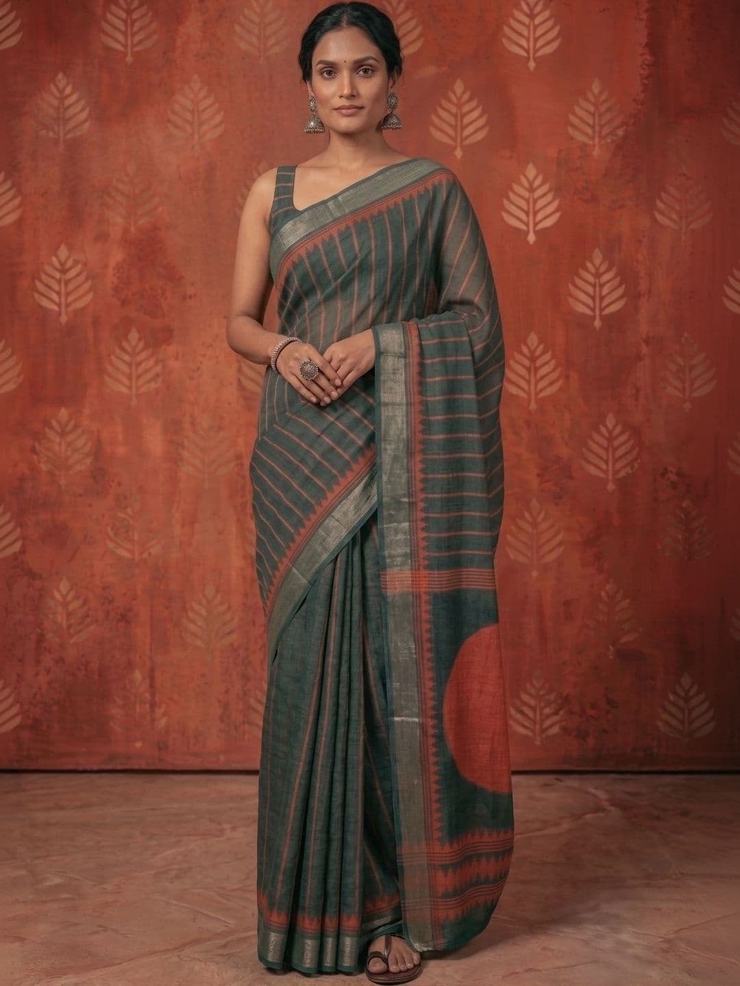 BORAD FASHION Striped Designer Chanderi Saree - view 1