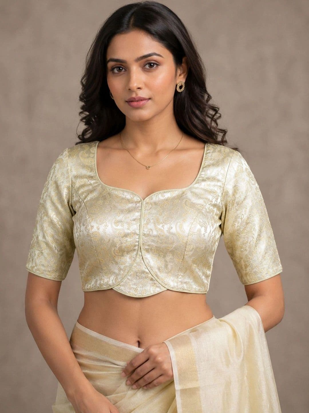 RANGAARA COLLECTION Jacquard Blend Woven Design Zari Saree Blouse - view 1