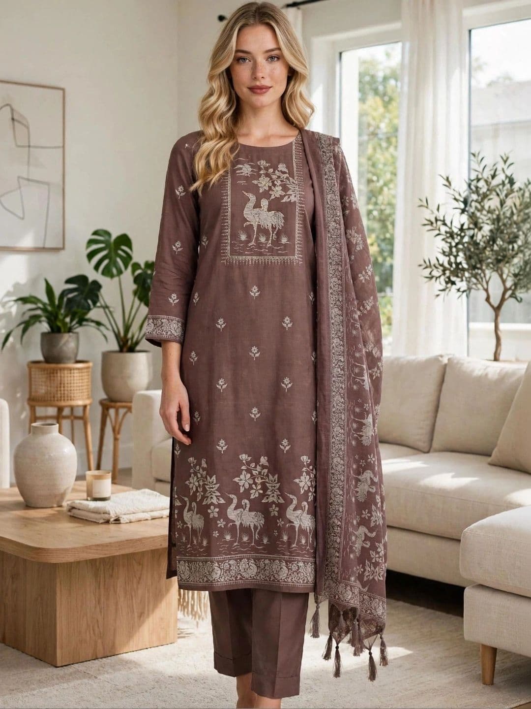 Haranozy Printed Pure Cotton Semi-Stitched Dress Material thumbnail 2