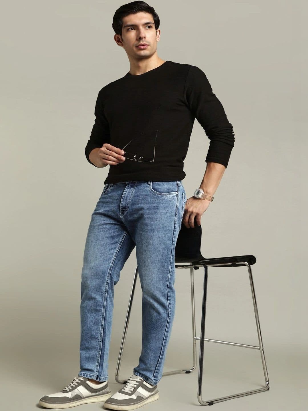 PAUL STREET Men Comfort Relaxed Fit Mid-Rise Light Fade Stretchable Jeans thumbnail 4