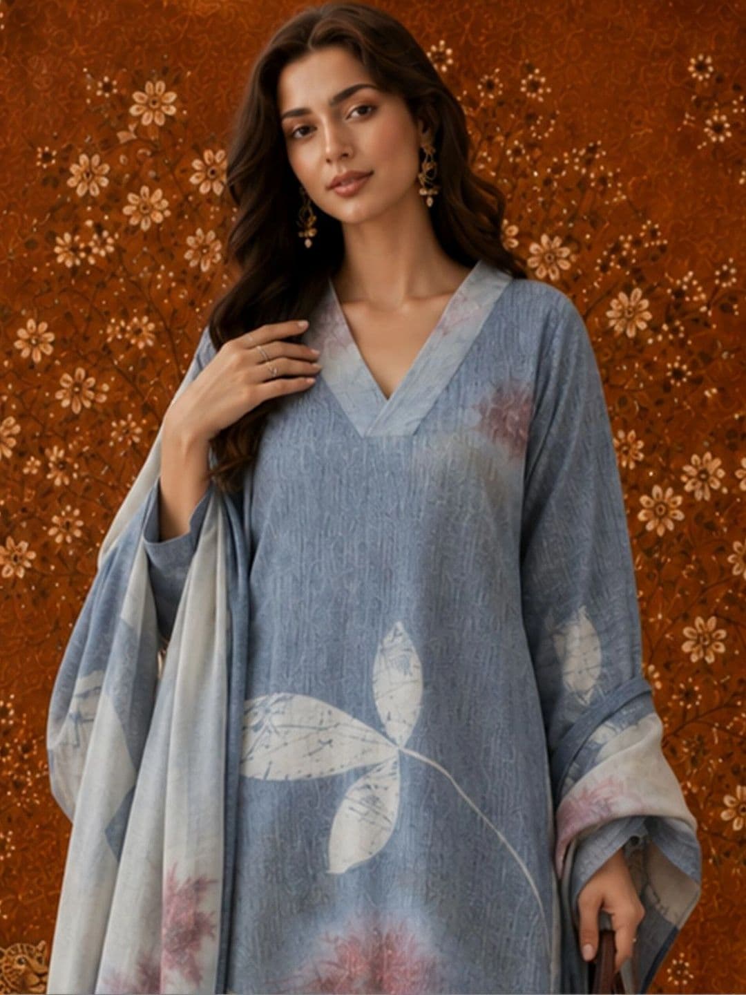 Sangria Women Floral Printed Regular Kurta with Palazzos & With Dupatta thumbnail 7