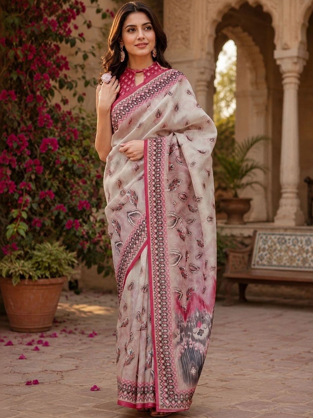 BORAD FASHION Designer Chanderi Saree thumbnail 2