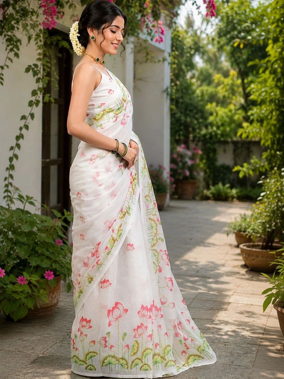 BORAD FASHION Floral Designer Chanderi Saree thumbnail 3