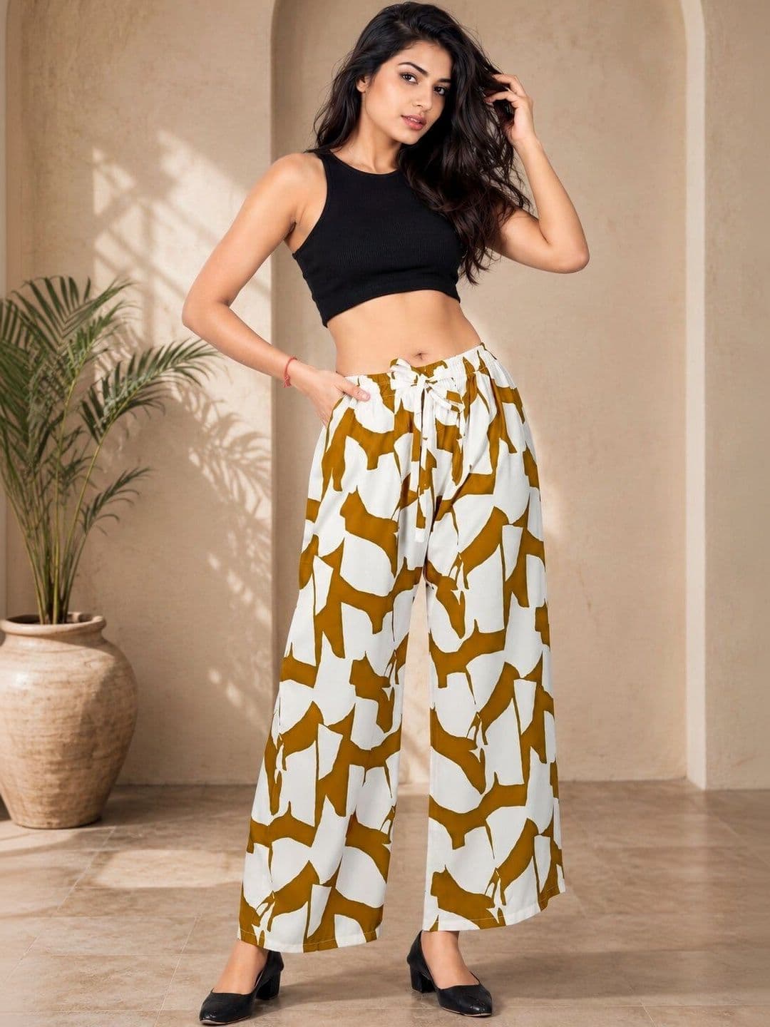 VSP CREATION Women Printed Chambray Palazzos - view 1