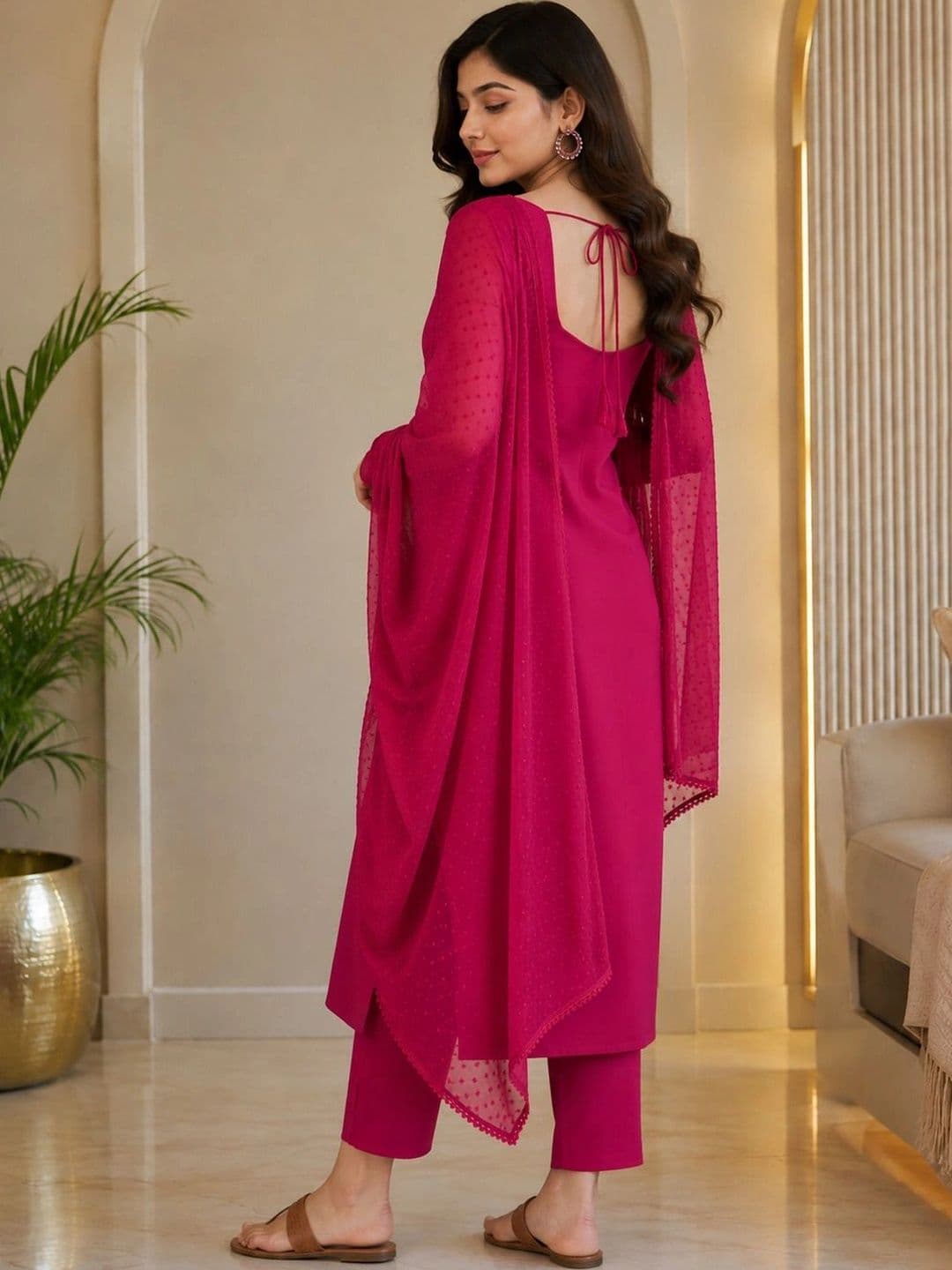 Dhalreza Women Regular Pure Cotton Kurta with Trousers & With Dupatta thumbnail 2