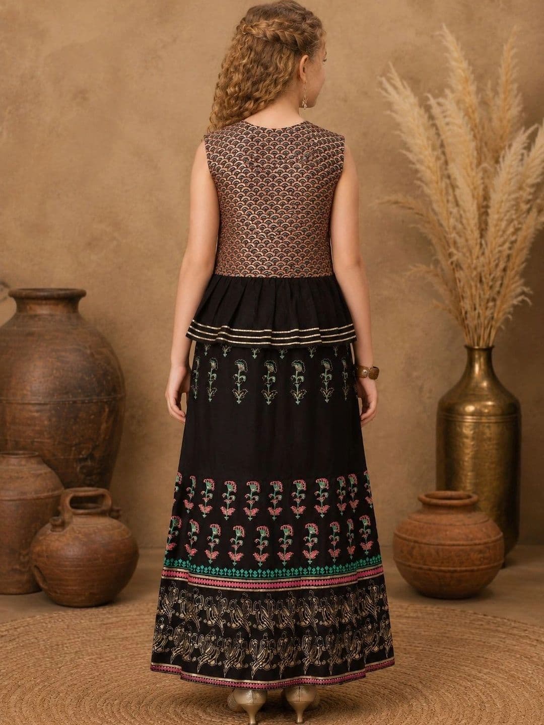 BAESD Girls Embellished Sequinned Ready to Wear Lehenga & thumbnail 4