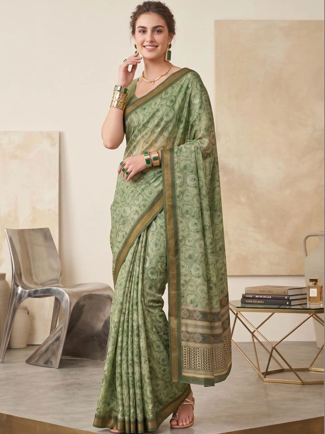 BORAD FASHION Designer Chanderi Saree - view 1