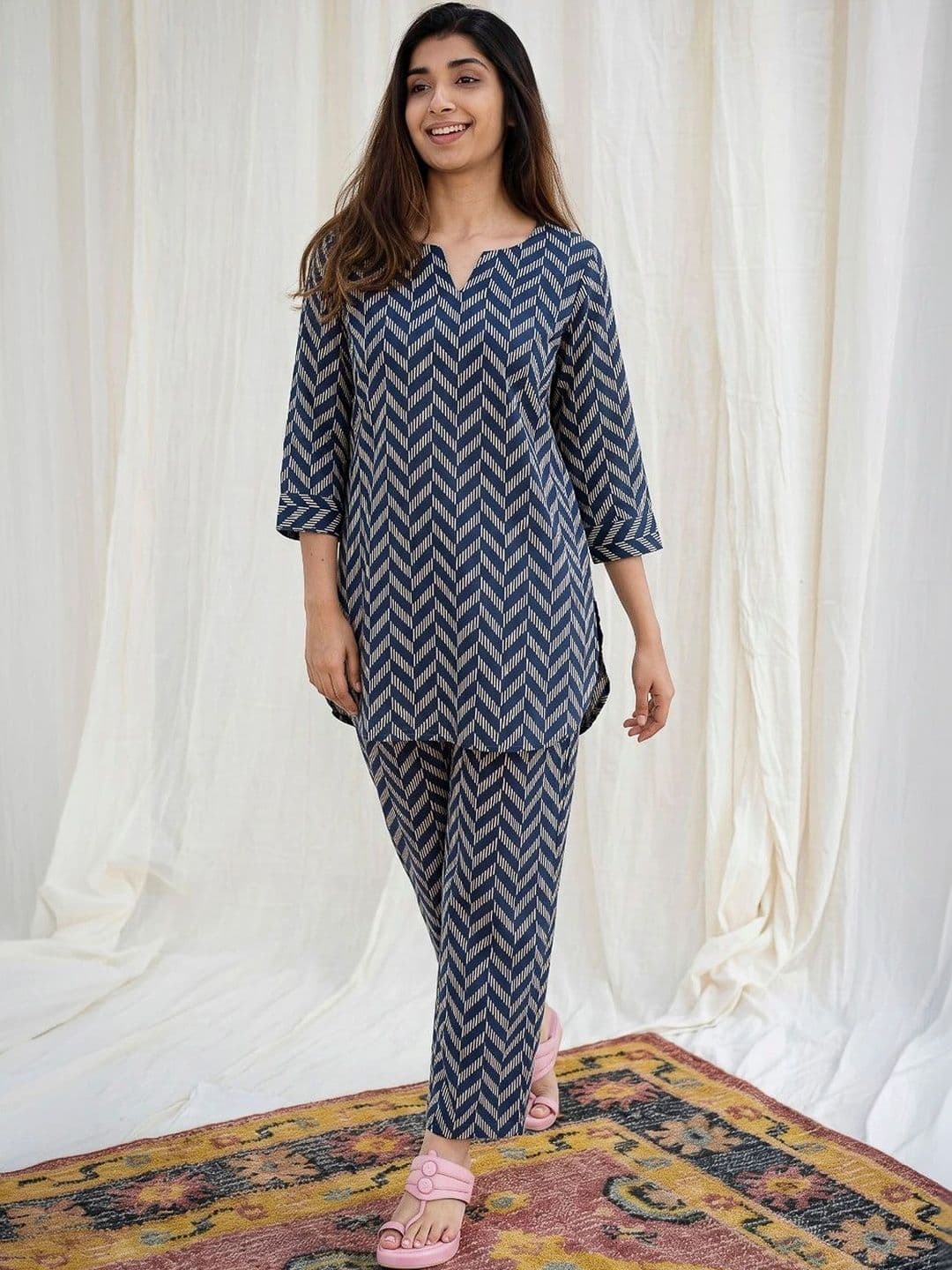 Meena Bazaar Women Printed Regular Kurta with Trousers - view 1