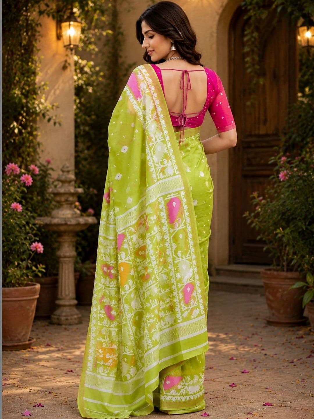 BORAD FASHION Floral Designer Chanderi Saree thumbnail 3