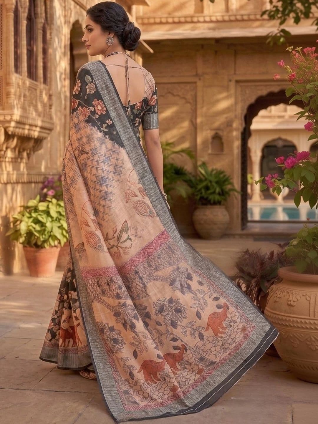BORAD FASHION Floral Designer Chanderi Saree thumbnail 2