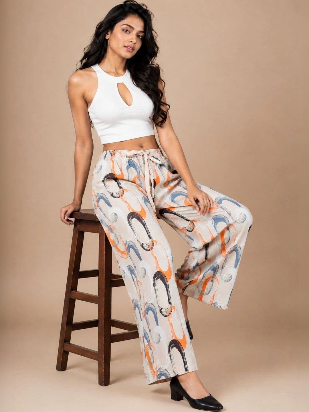 VSP CREATION Women Printed Chambray Palazzos thumbnail 2