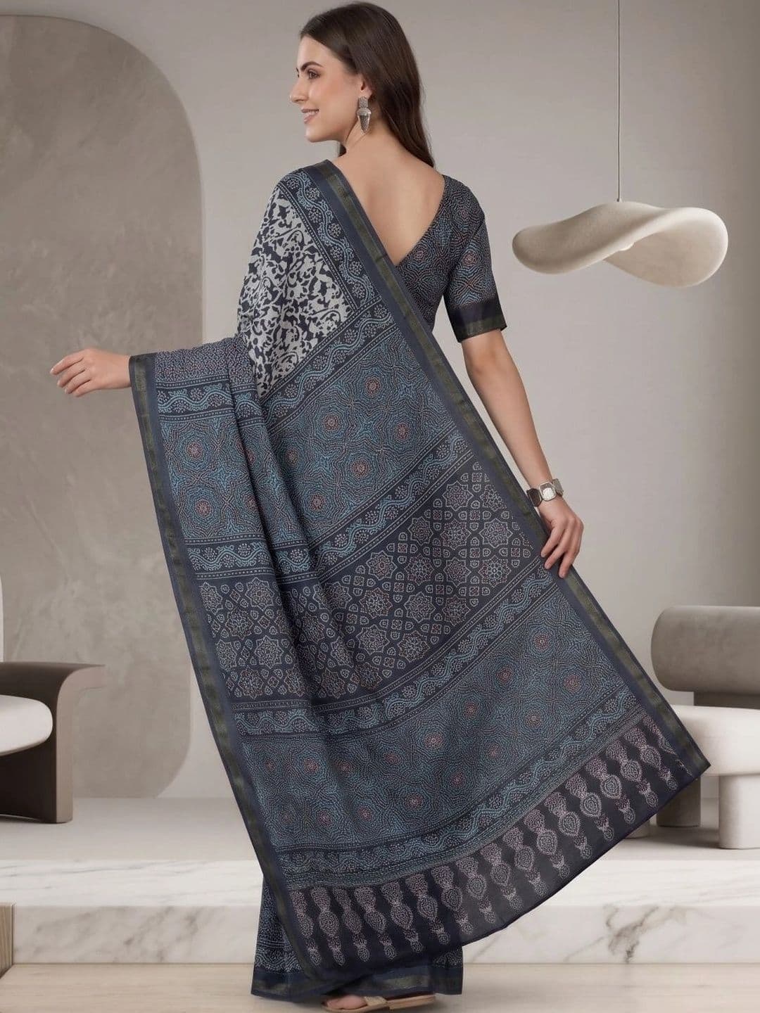 BORAD FASHION Designer Chanderi Saree thumbnail 3