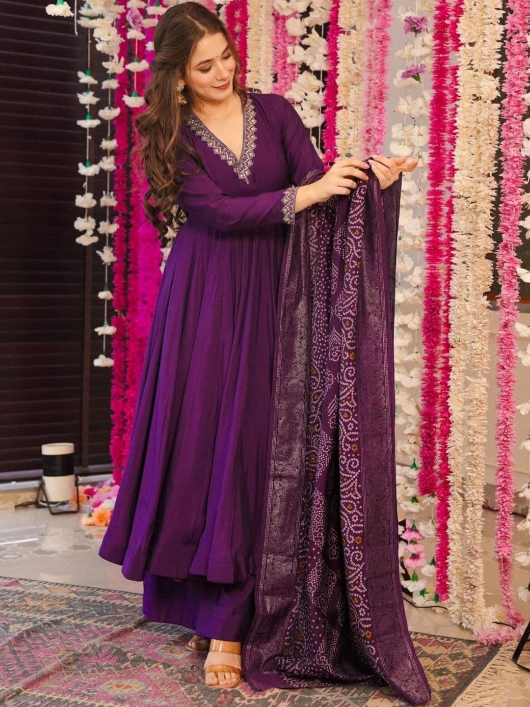 Anouk Women Ethnic Motifs Regular Thread Work Kurta with Palazzos & With Dupatta thumbnail 3