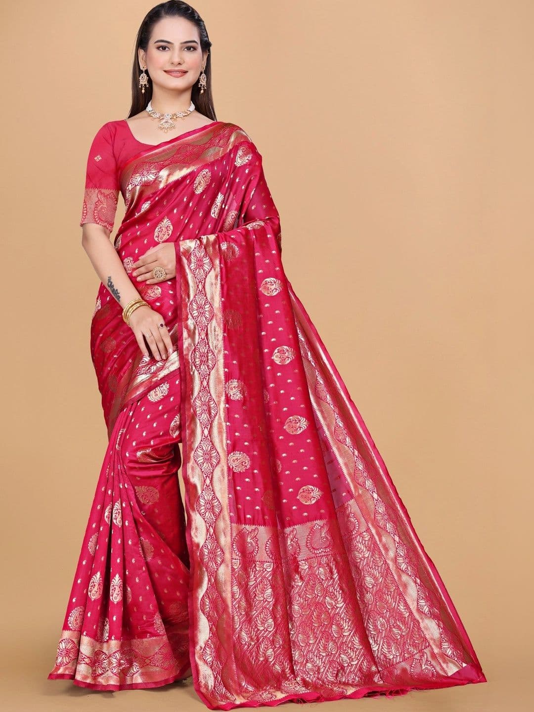revika Woven Design Zari Art Silk Designer Kanjeevaram Saree - view 1
