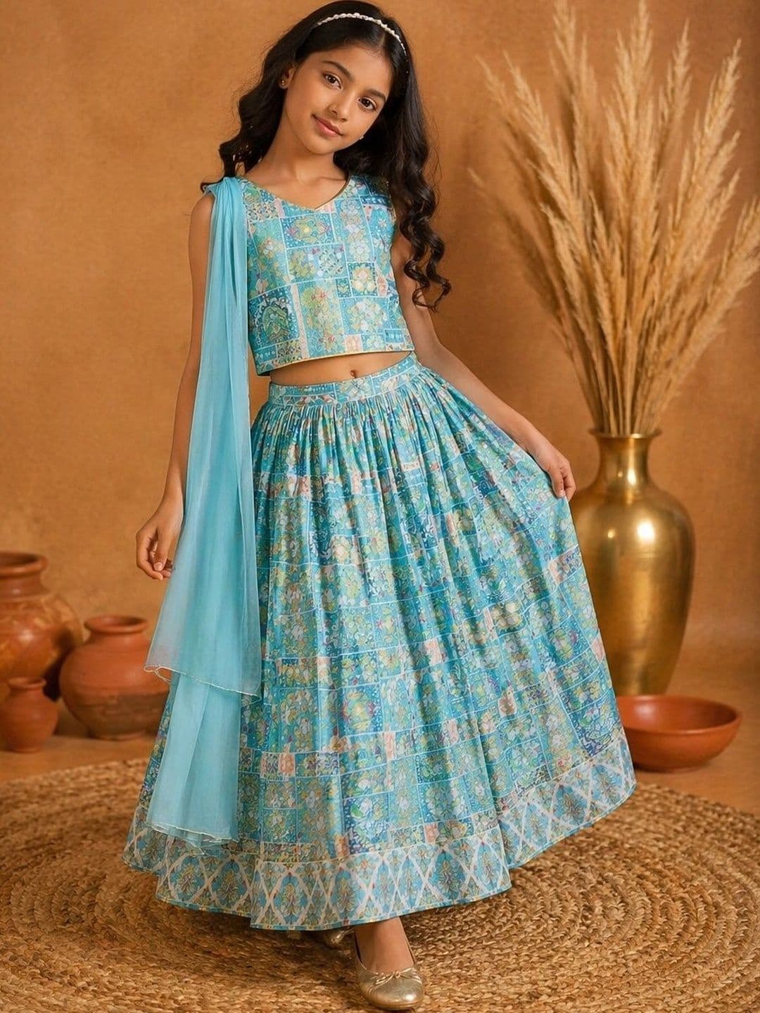 BAESD Girls Printed Ready to Wear Lehenga & - view 1