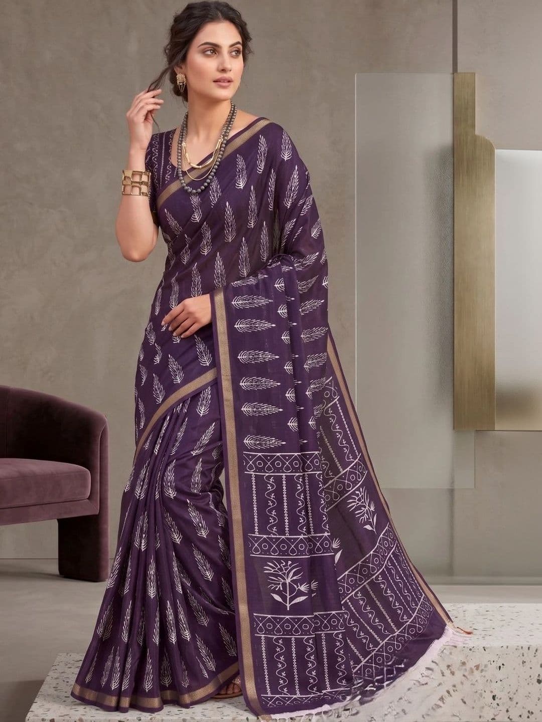 BORAD FASHION Designer Chanderi Saree thumbnail 3