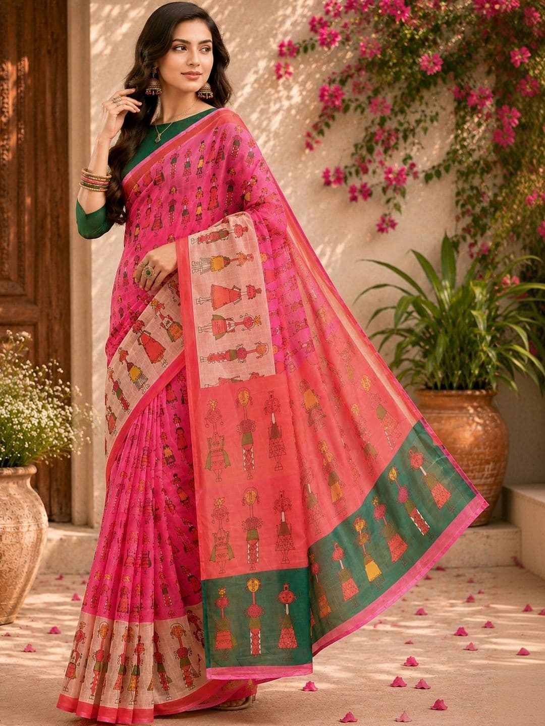 BORAD FASHION Designer Chanderi Saree thumbnail 4