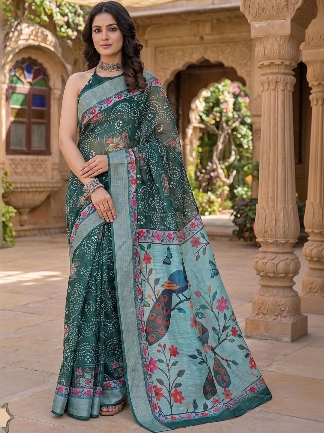 BORAD FASHION Bandhani Designer Chanderi Saree - view 1
