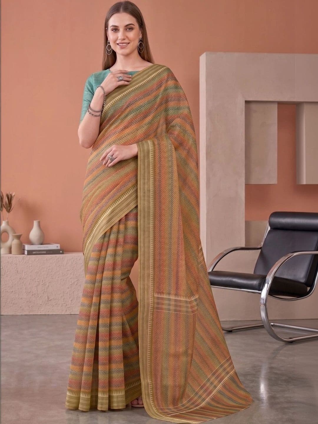 BORAD FASHION Designer Chanderi Saree - view 1
