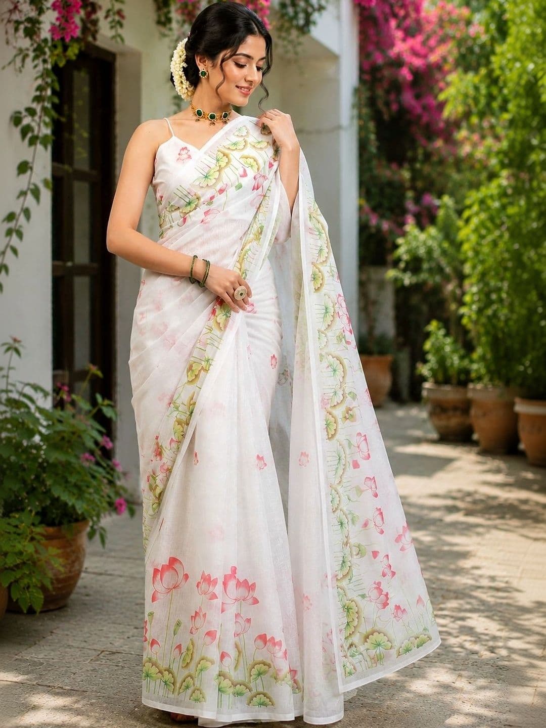 BORAD FASHION Floral Designer Chanderi Saree thumbnail 2