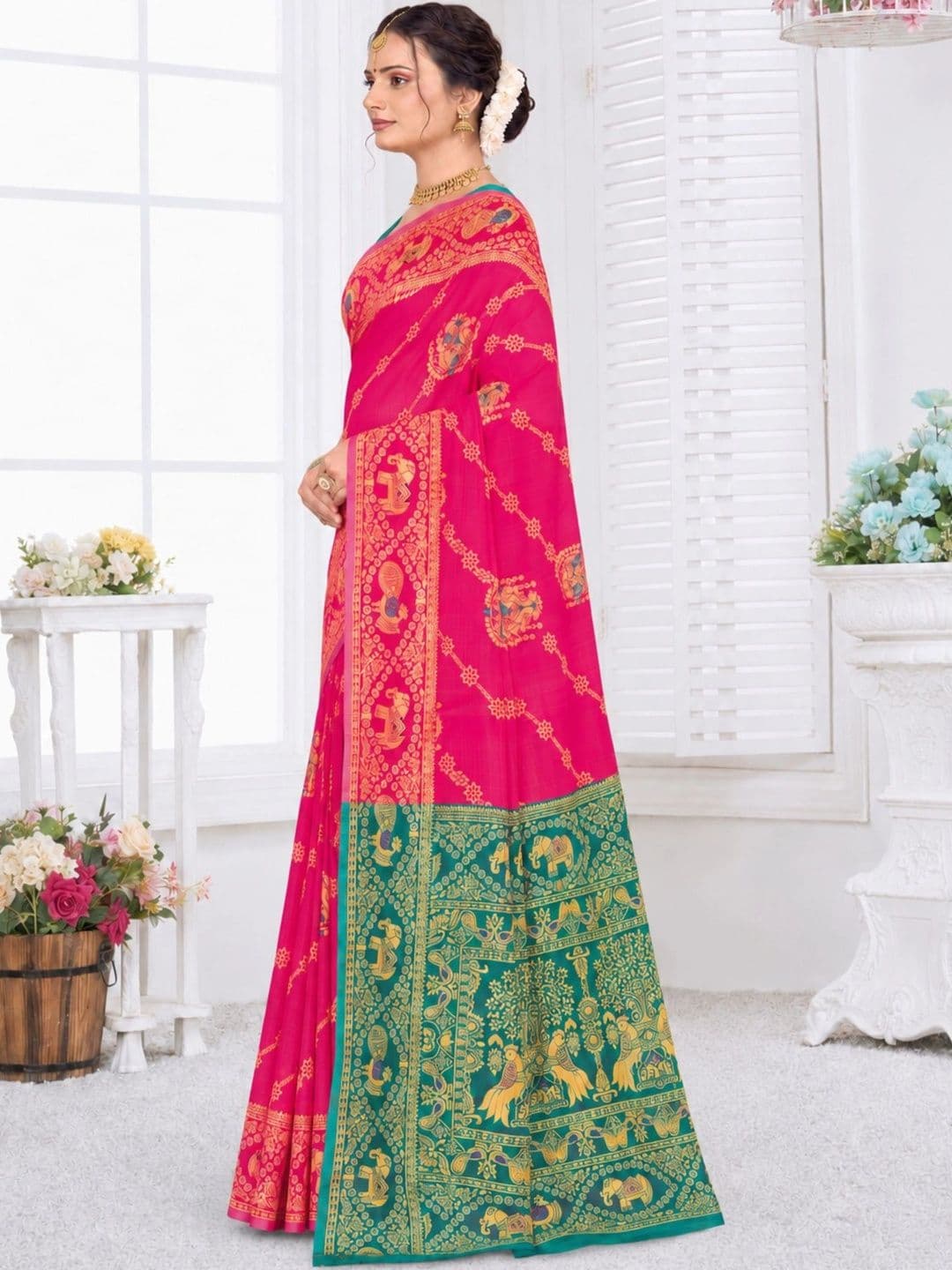 Dimaxi Vastra Woven Design Zari Silk Blend Kota Saree thumbnail 6