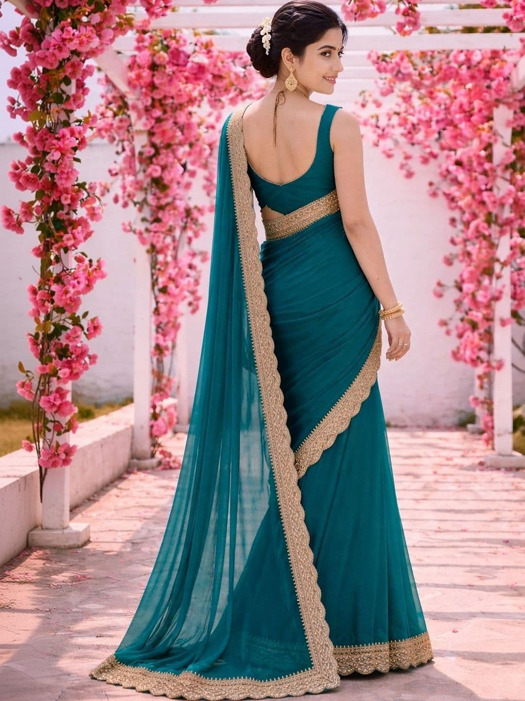 KALINI Embroidered Silk Blend Heavy Work Saree thumbnail 2