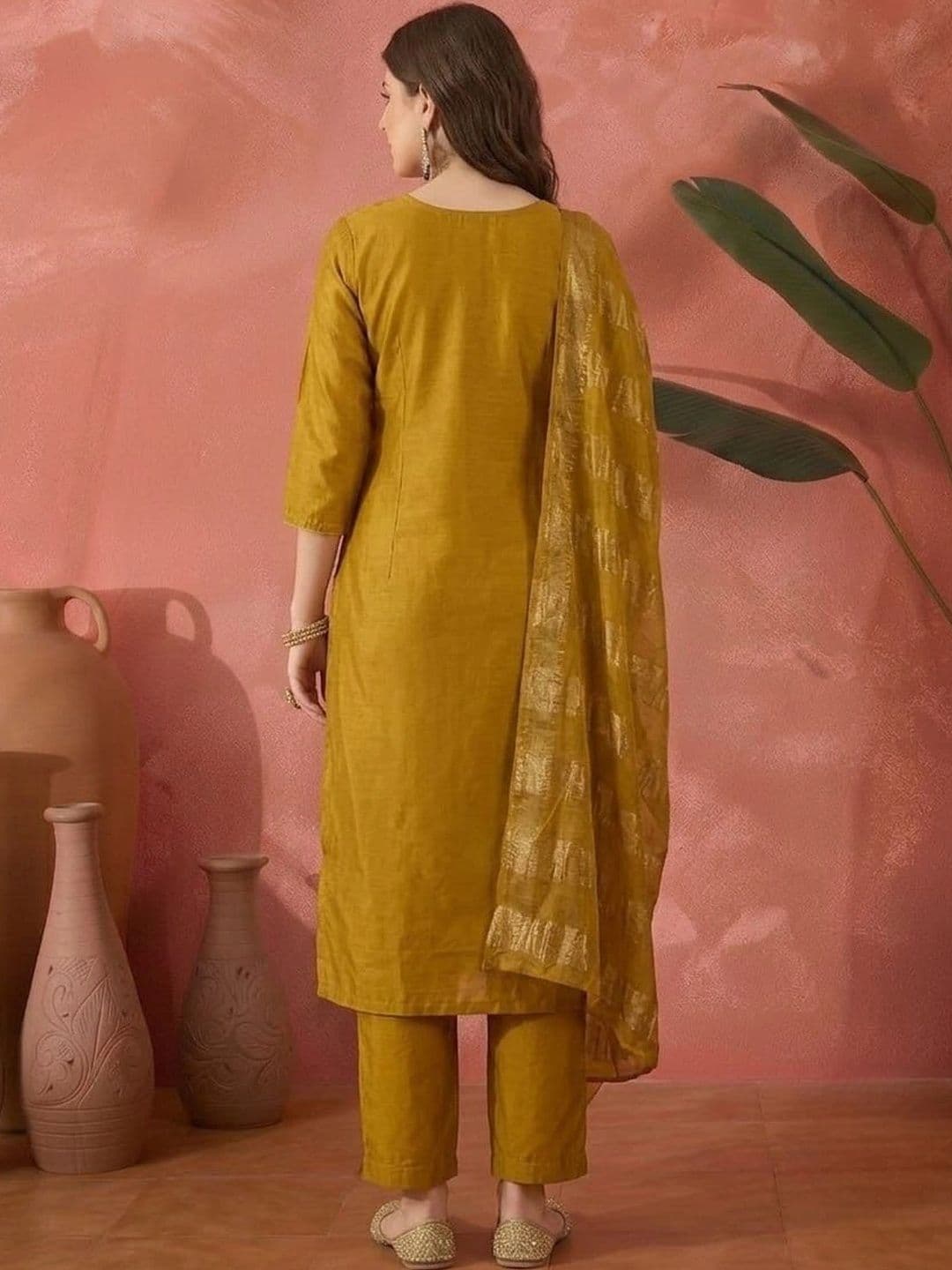 Sangria Women Ethnic Motifs Regular Thread Work Kurta with Trousers & With Dupatta thumbnail 6