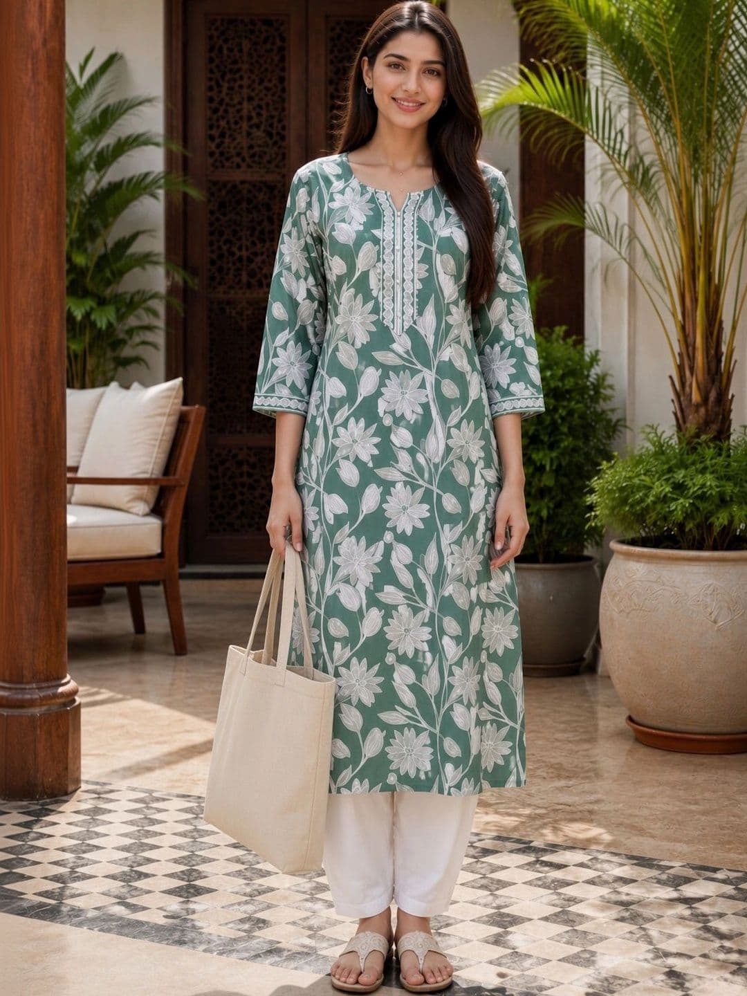 Aaradhya Fashion Floral Printed Pure Cotton Blend Kurti thumbnail 5