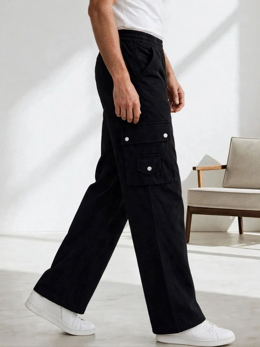 COMFITS Men Wide Leg Mid-Rise Stretchable Cargo Pants thumbnail 4