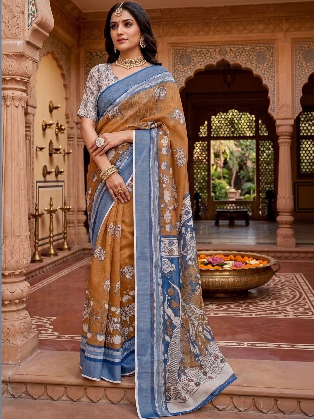 BORAD FASHION Women Kalamkari Designer Chanderi Saree thumbnail 2