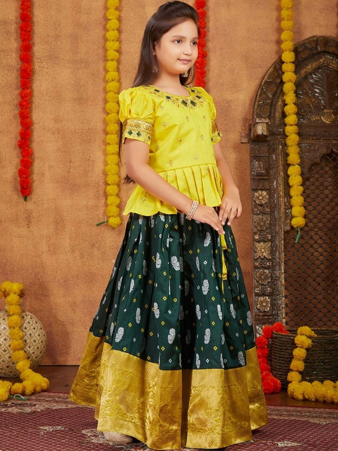 BAESD Girls Embroidered Thread Work Ready to Wear Lehenga & Choli thumbnail 3
