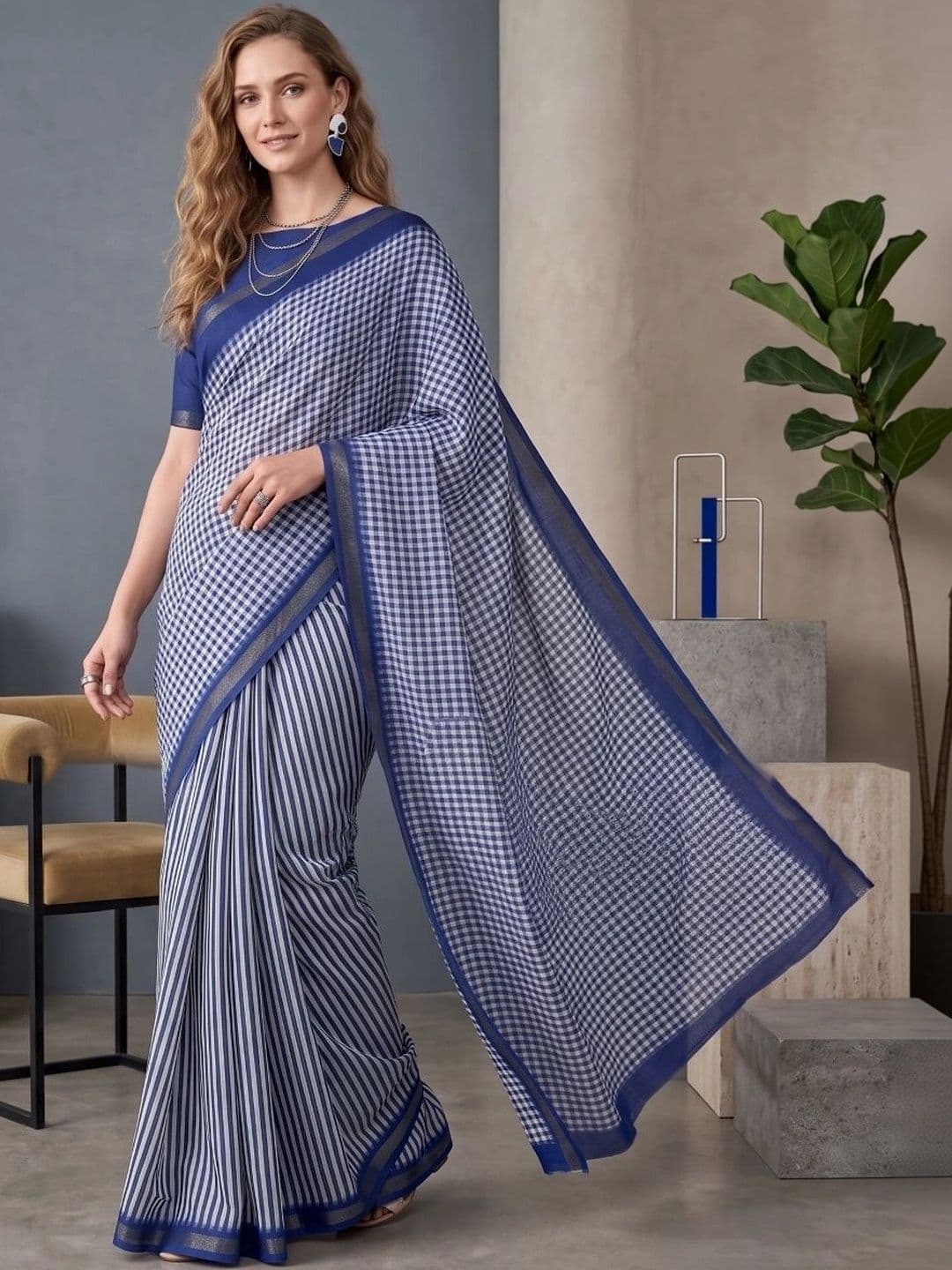BORAD FASHION Women Designer Chanderi Saree thumbnail 2
