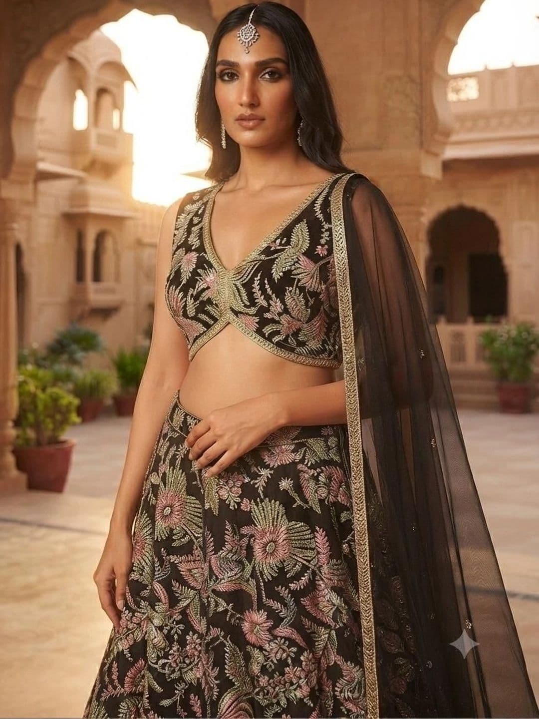 Indi Kal Embroidered Sequinned Ready to Wear Lehenga & Blouse With Dupatta thumbnail 5