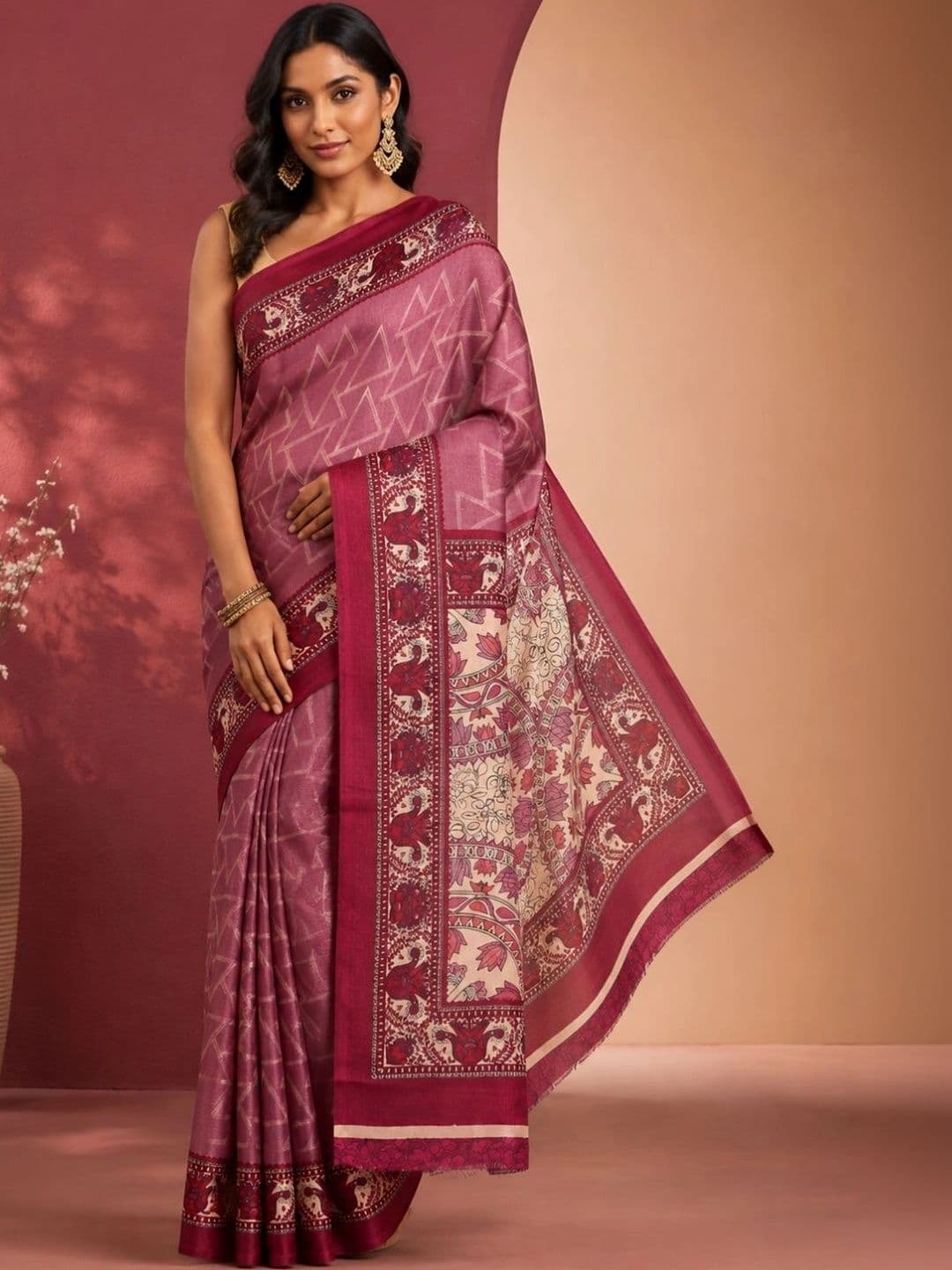 Taashi Kalamkari Tussar Saree - view 1
