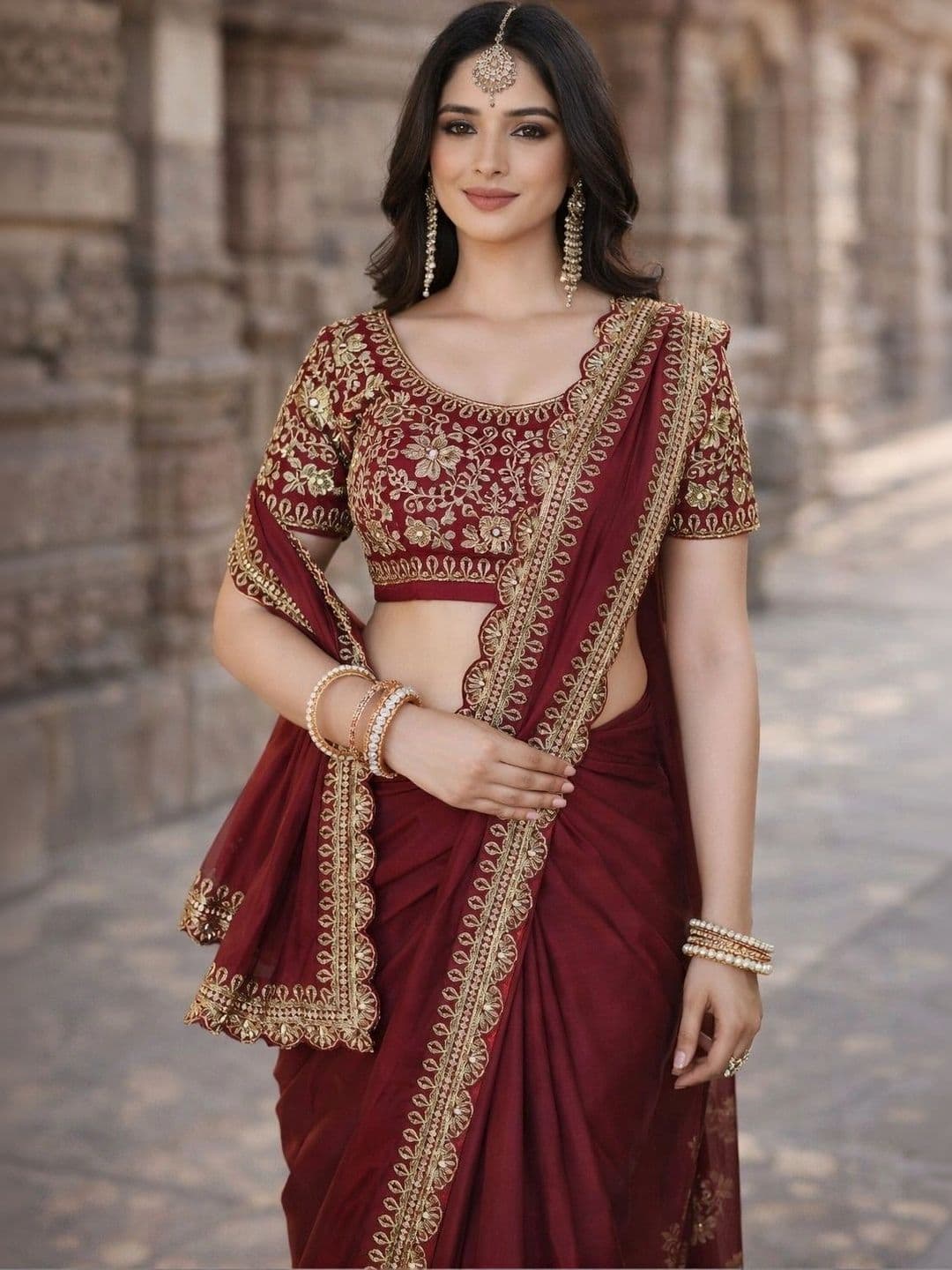 KALINI Embroidered Silk Blend Heavy Work Saree - view 1