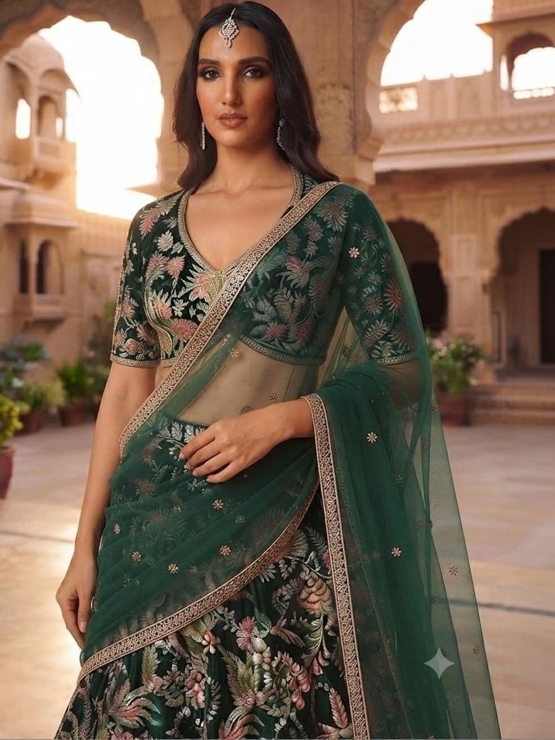 Indi Kal Embroidered Sequinned Ready to Wear Lehenga & Blouse With Dupatta thumbnail 2