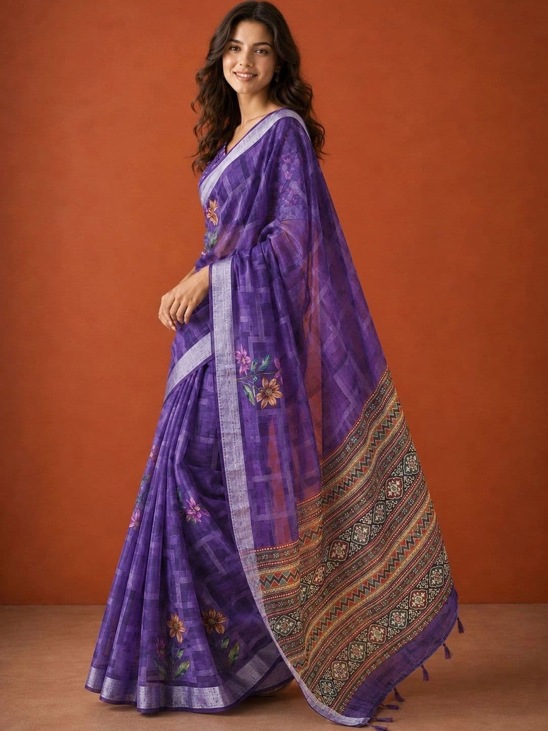 Suha Floral Silk Cotton Saree thumbnail 6