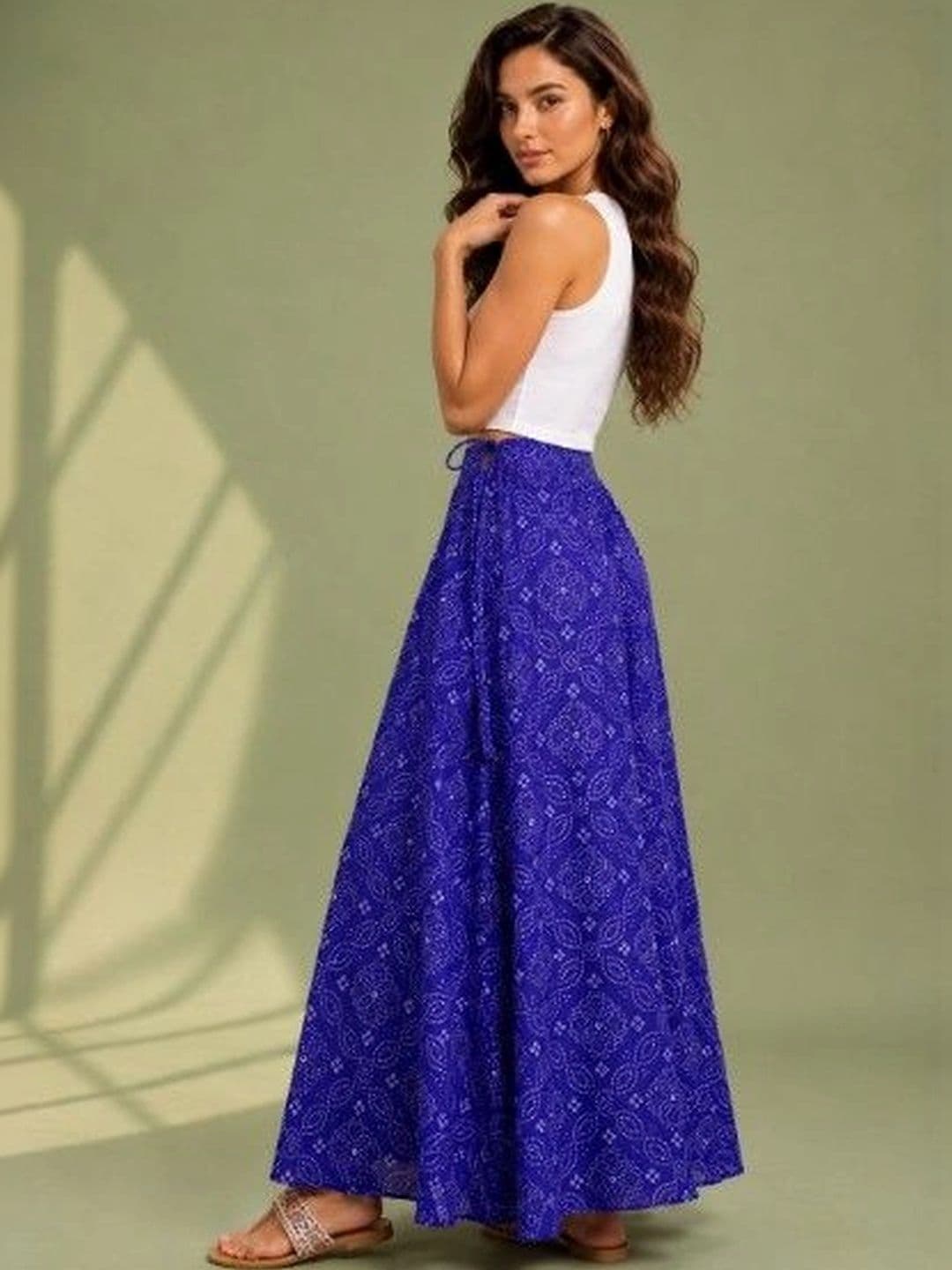 Deewa Women Georgette Geometric Maxi Flared Skirt thumbnail 4