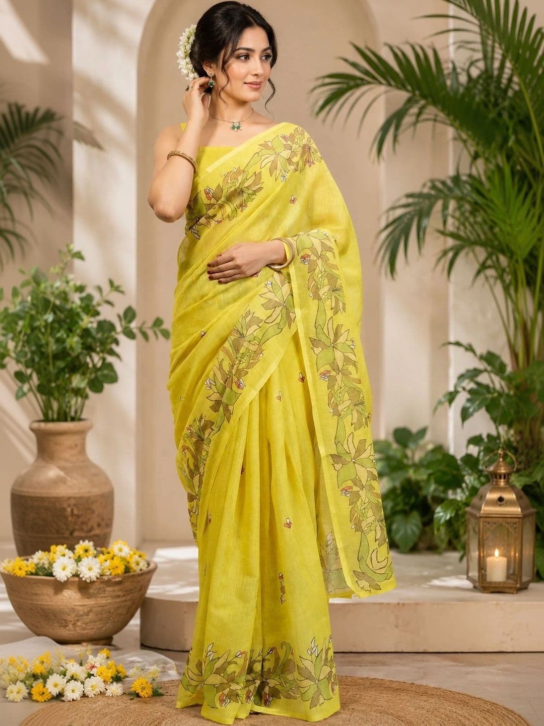BORAD FASHION Floral Designer Chanderi Saree - view 1