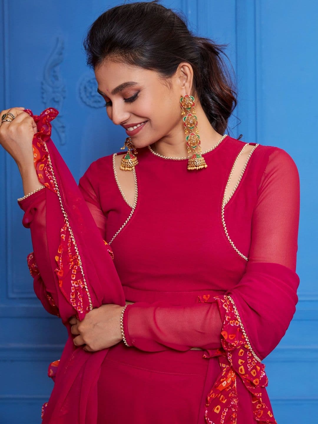 NEW UNIQUE DESI Embellished Ready to Wear Lehenga & Blouse Taping thumbnail 3