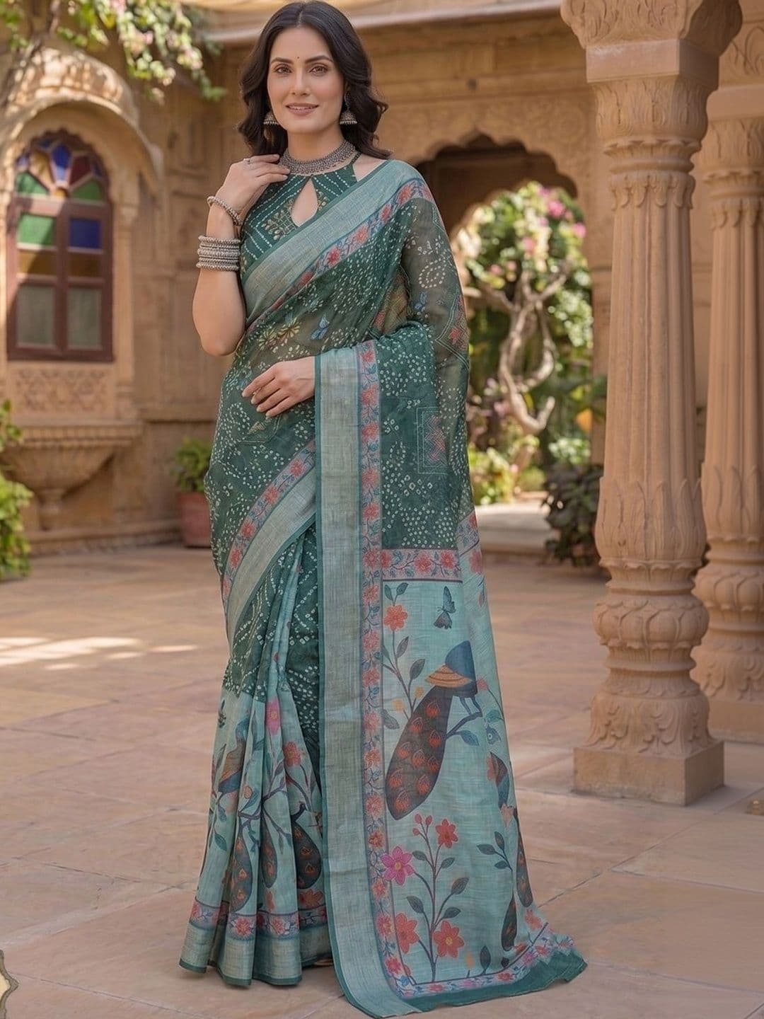 BORAD FASHION Bandhani Designer Chanderi Saree thumbnail 2