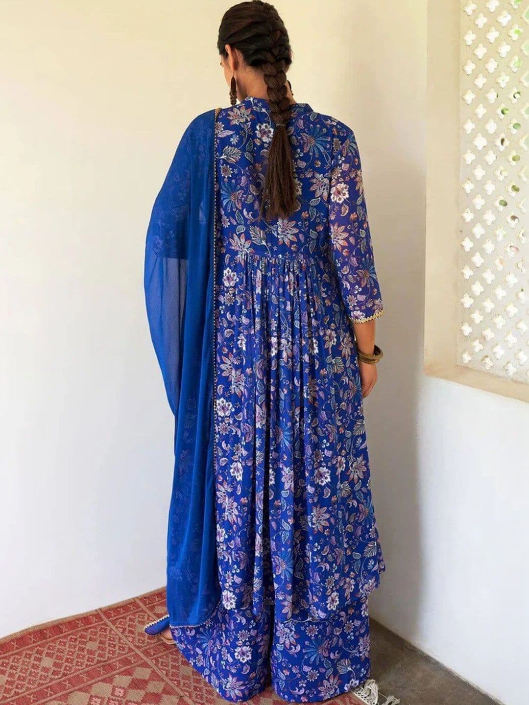 Anouk Women Floral Printed Empire Gotta Patti Kurta with Palazzos & With Dupatta thumbnail 4