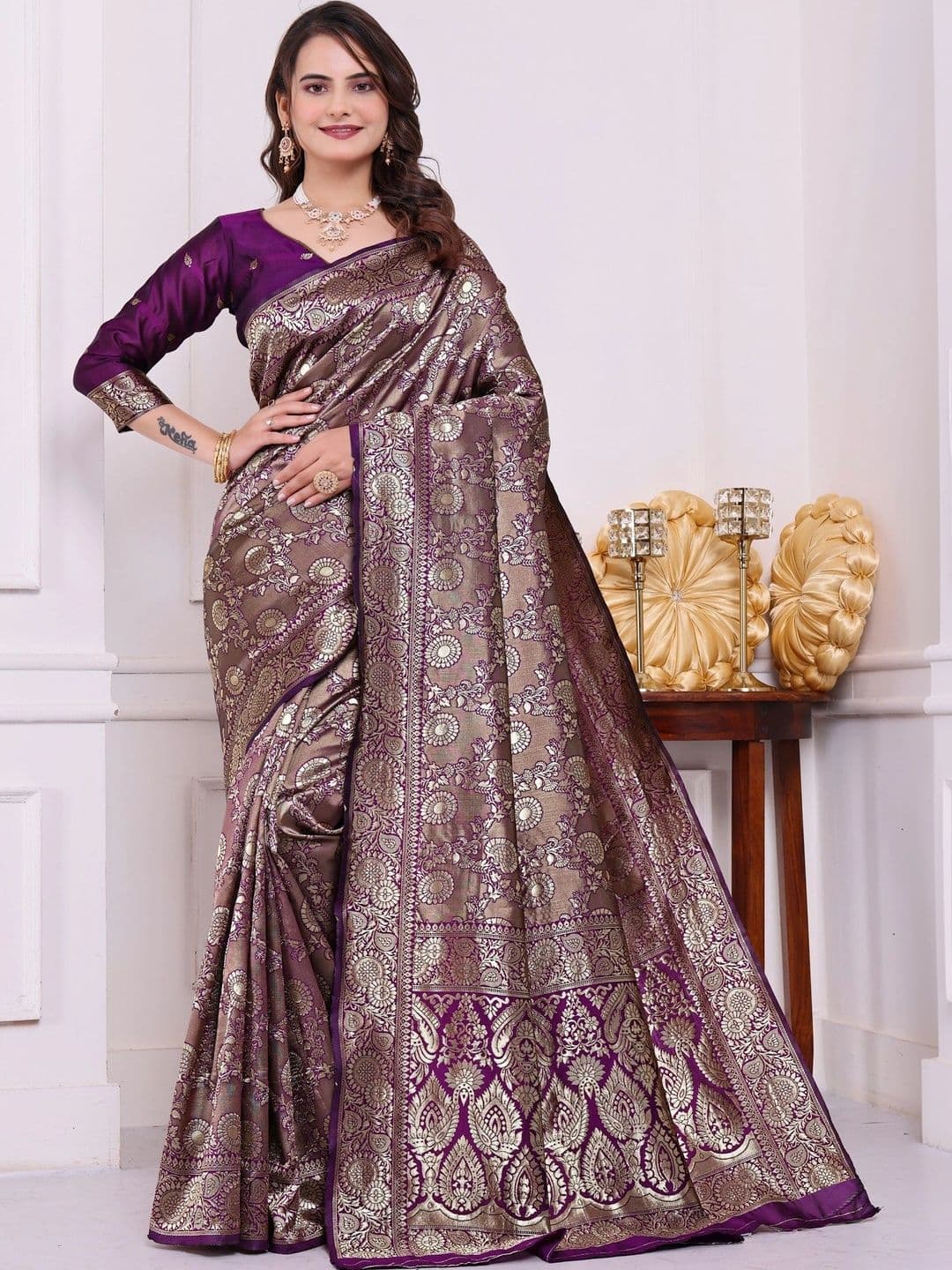 revika Woven Design Zari Art Silk Designer Kanjeevaram Saree - view 1