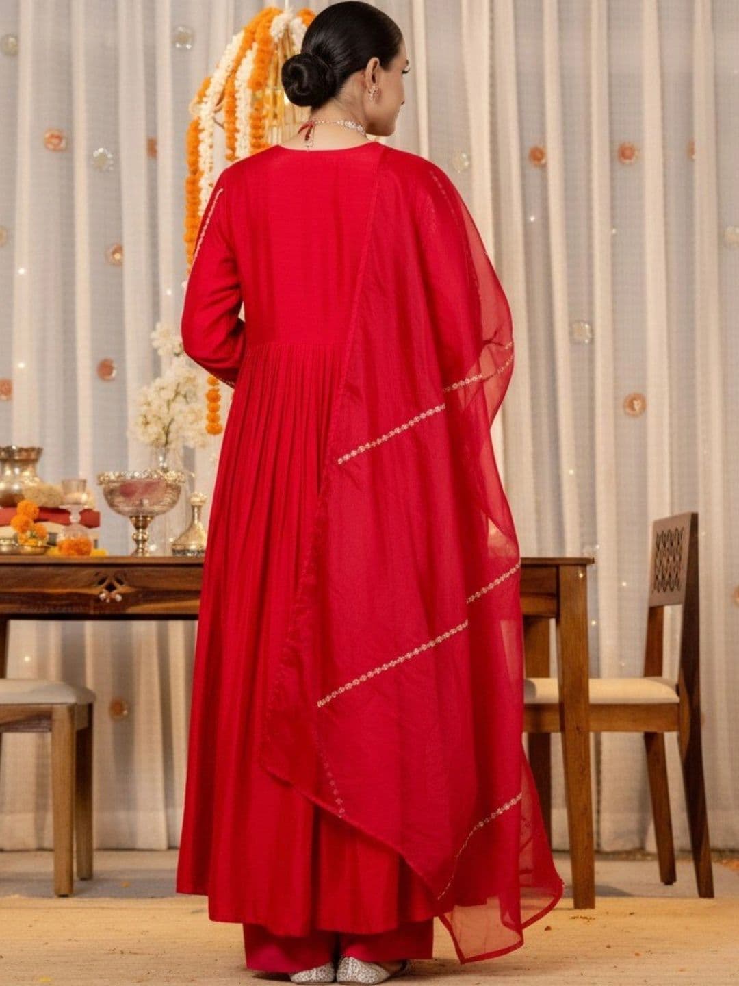 Anouk Women Ethnic Motifs Embroidered Empire Mirror Work Kurta with Trousers & With Dupatta thumbnail 3