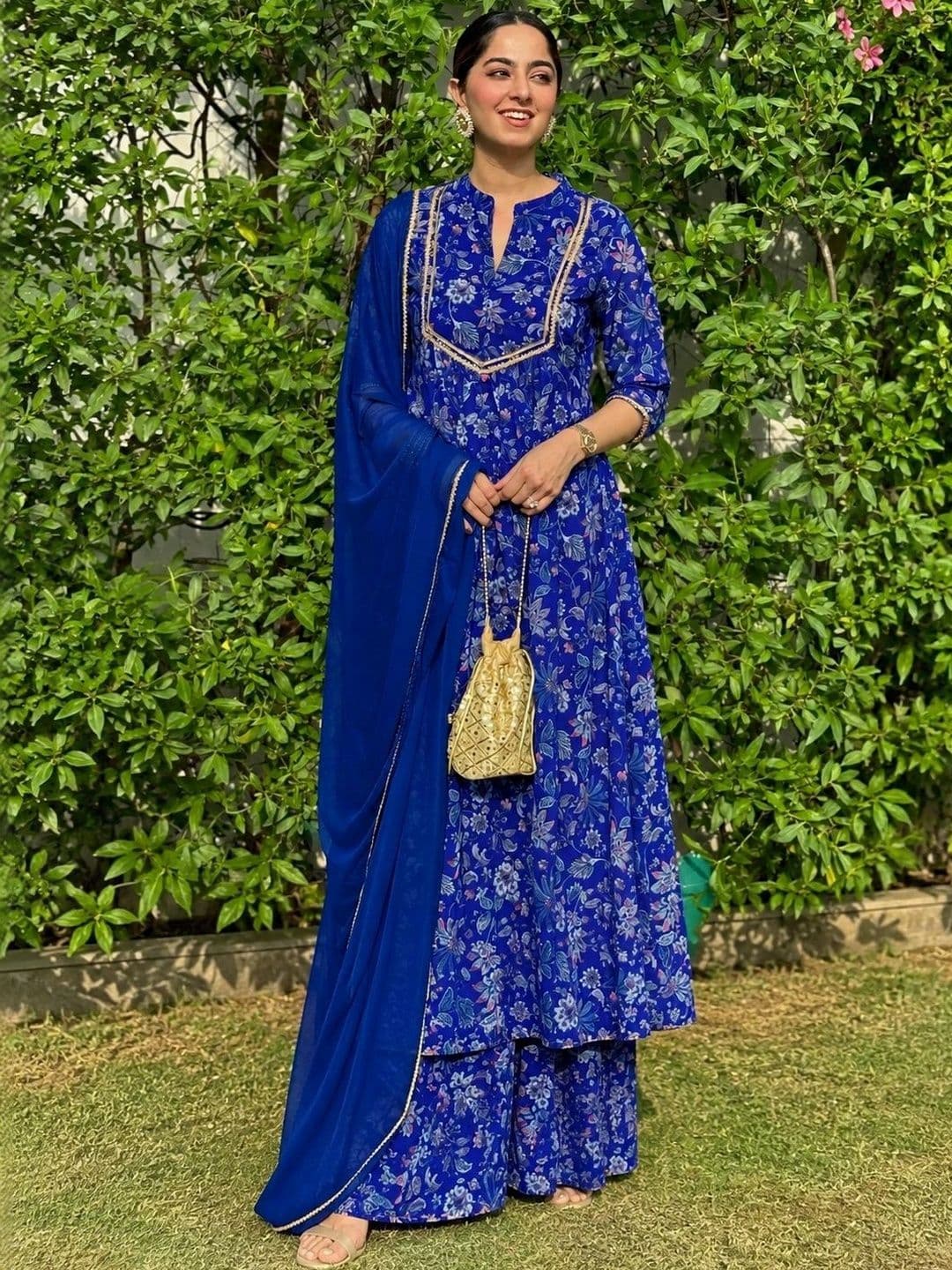 Anouk Women Floral Printed Empire Gotta Patti Kurta with Palazzos & With Dupatta - view 1