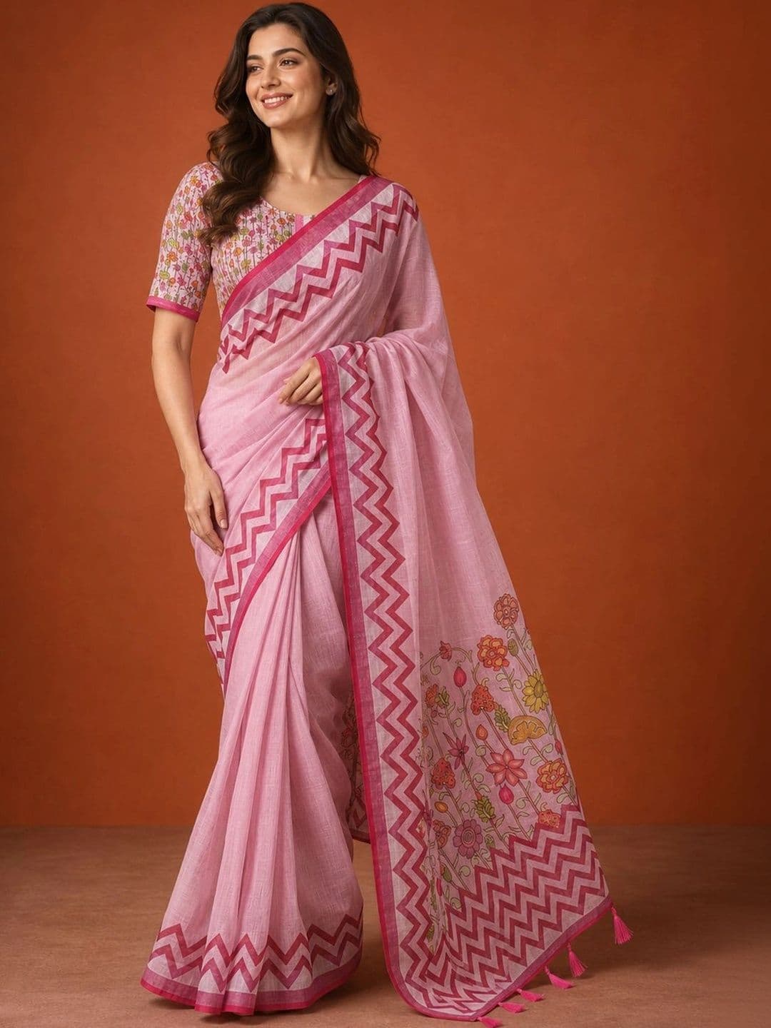 Suha Floral Silk Blend Saree thumbnail 4