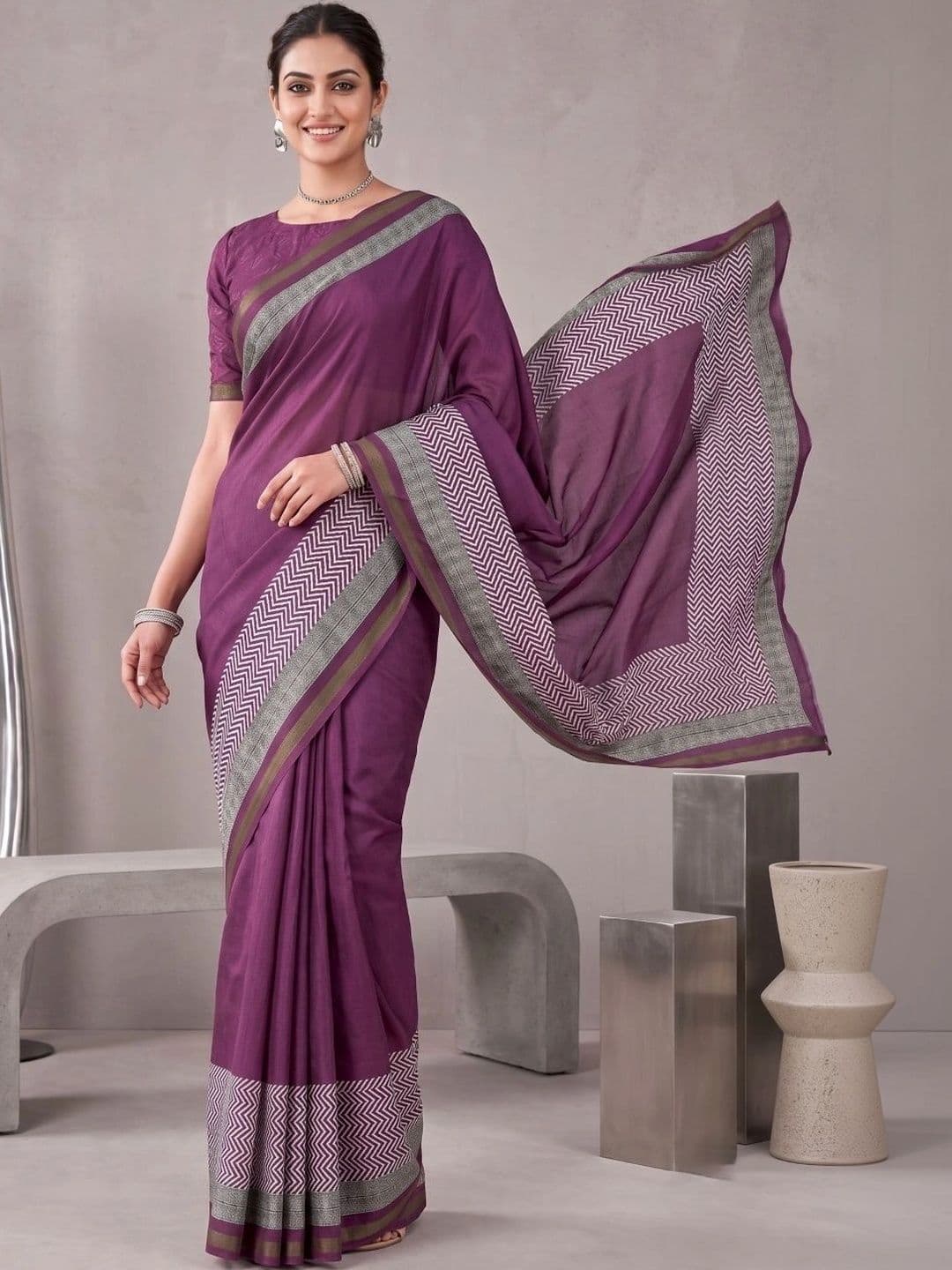 BORAD FASHION Designer Chanderi Saree - view 1