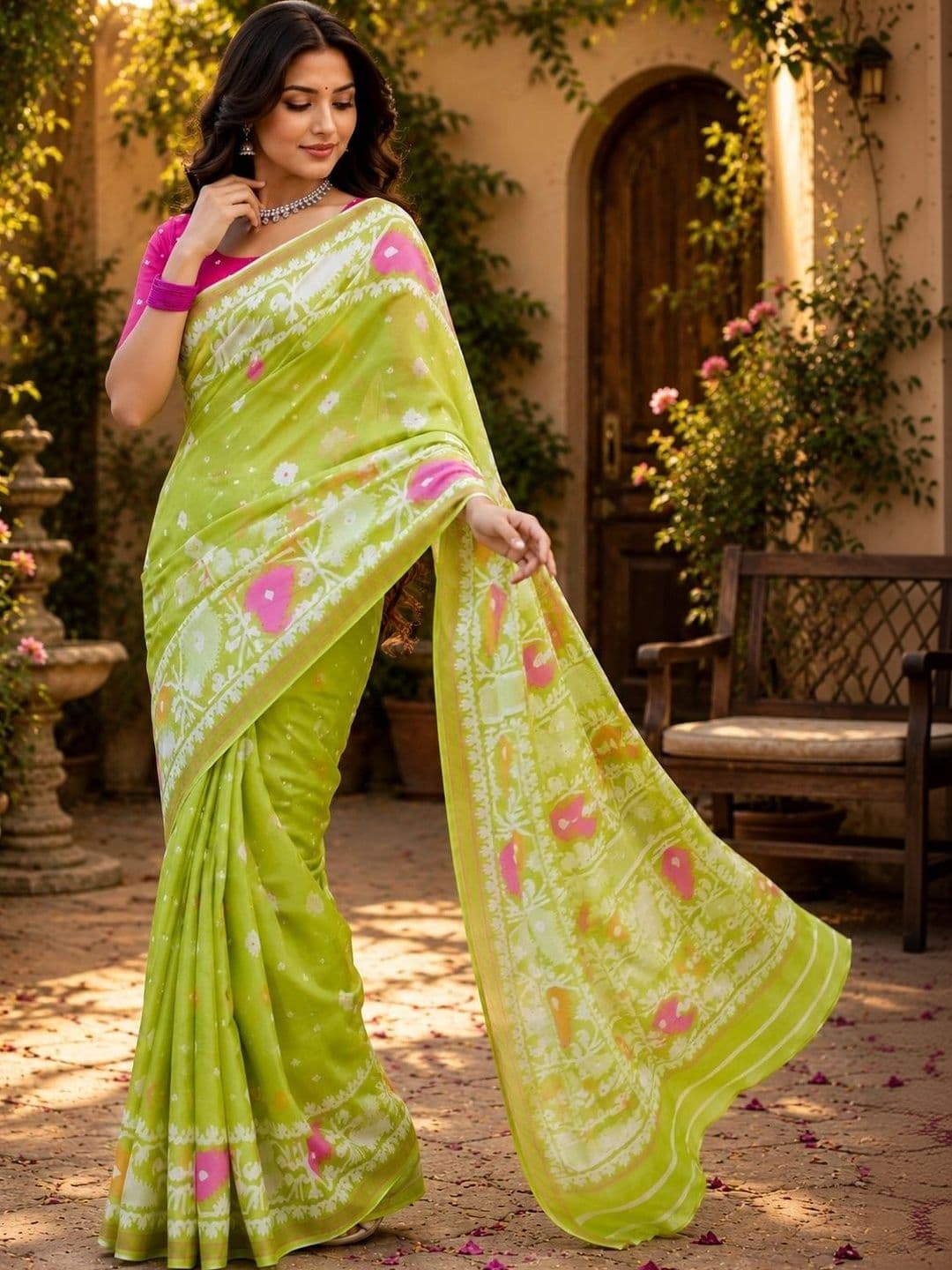 BORAD FASHION Designer Women Chanderi Saree thumbnail 2